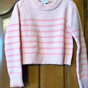 Pink Cropped Striped Marin Sweater